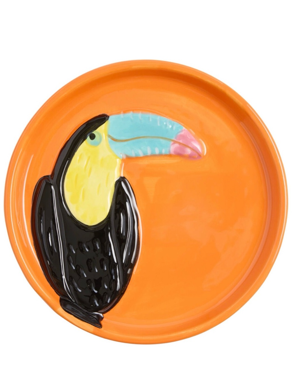 1 Orange Toucan Hand Painted Appetizer Plate New - Whimsical Tropical Summer